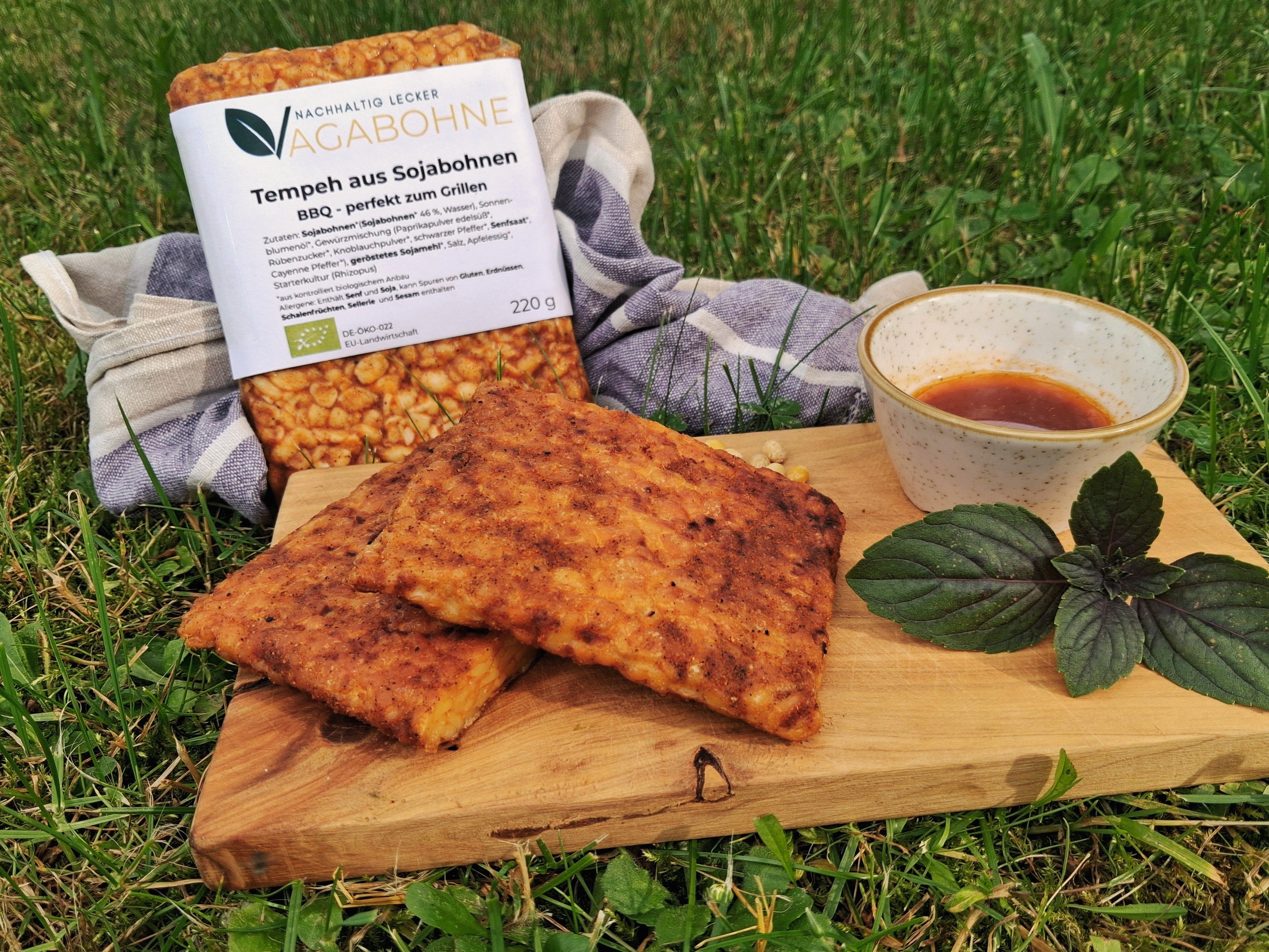 Bio-Tempeh aus Sojabohnen - BBQ - perfekt zum Grillen